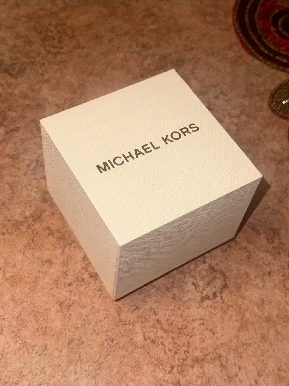Michael Kors Gold Round Watch with Pink Leather Strap